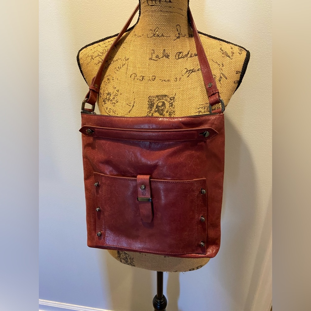 Wine colored leather purse